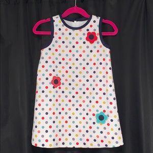 Polka Dot Shift Dress with Flowers
